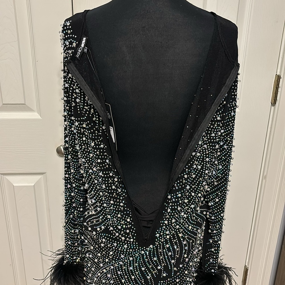 Fashion Nova Black and Silver Embellished Midi Dress - Picture 10 of 15